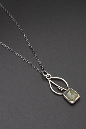 Green Sapphire and Sterling Silver Leaf Necklace