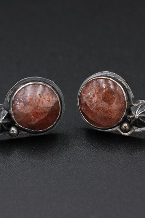 Sunstone and Sterling Silver Stud Earrings
