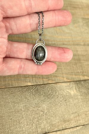 Grey Sapphire and Oxidized Sterling Silver Necklace