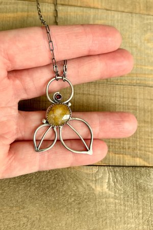 Yellow Sapphire and Garnet Necklace in Sterling Silver