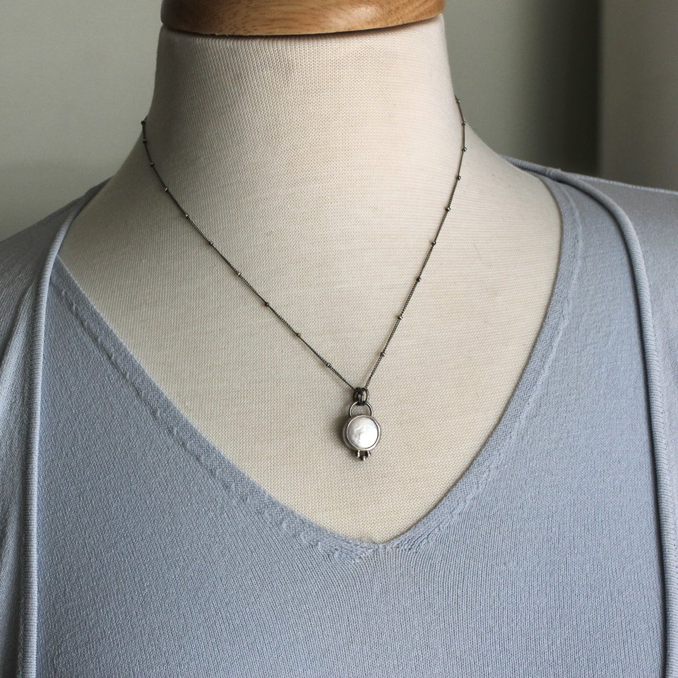 Delicate Coin Pearl and Sterling Silver Necklace