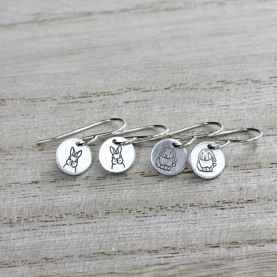 Tiny Sterling Silver Bunny Rabbit Earrings