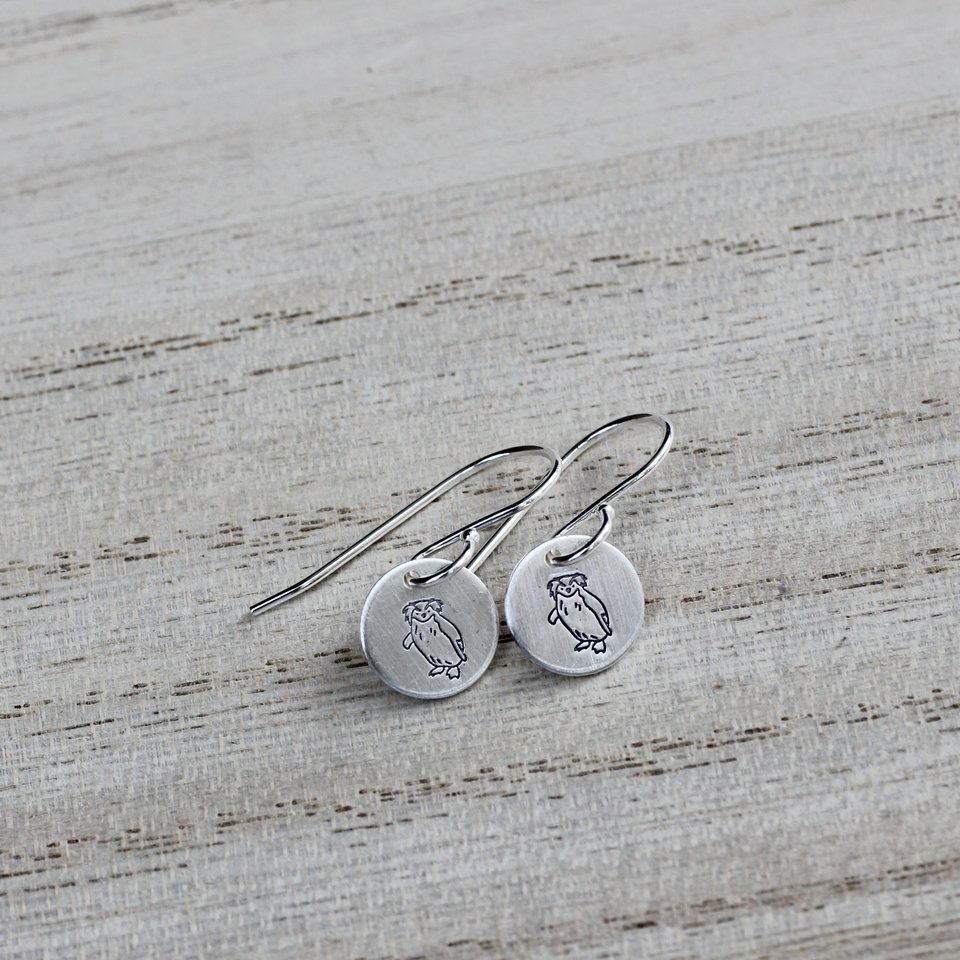 Tiny Sterling Silver Penguin Earrings