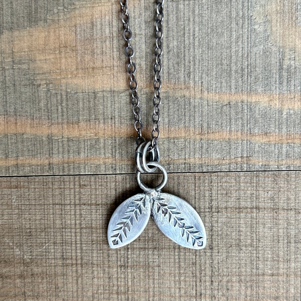 Oxidized Sterling Silver Leaf Necklace
