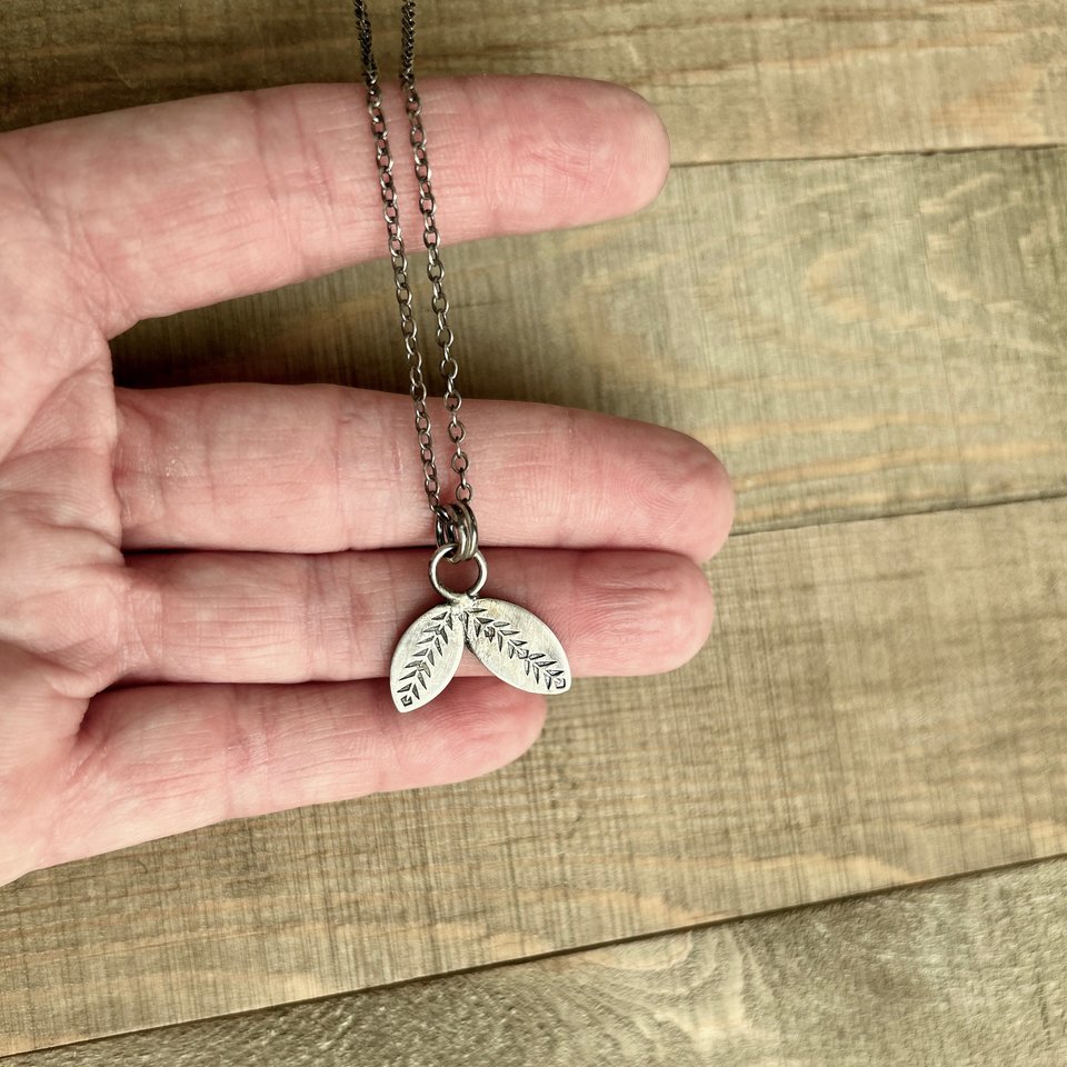 Oxidized Sterling Silver Leaf Necklace