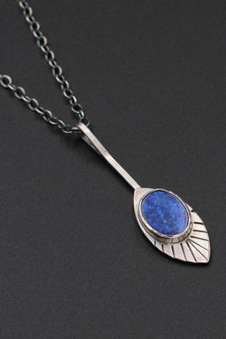 Australian Opal and Sterling Silver Leaf Necklace
