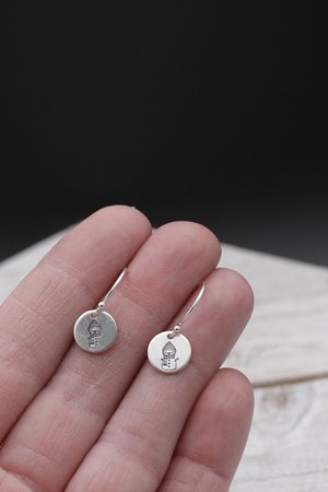 Tiny Snowman Earrings; Sterling Silver Earrings