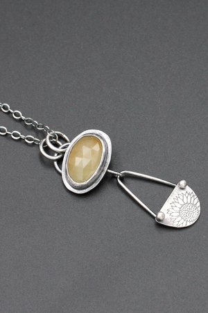 Yellow Sapphire and Sterling Silver Sunflower Necklace