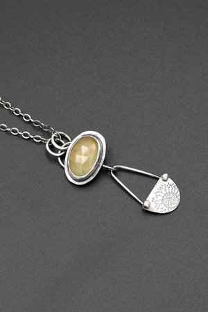 Yellow Sapphire and Sterling Silver Sunflower Necklace