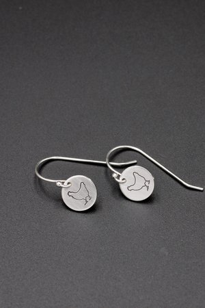 Tiny Sterling Silver Chicken Earrings