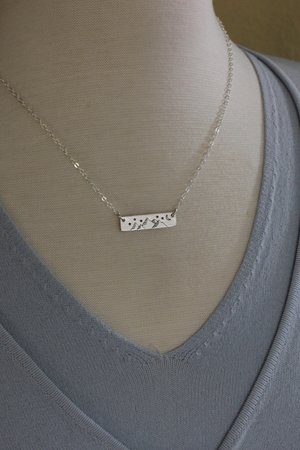 Mountains and Night Sky Bar Necklace in Sterling Silver