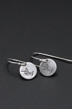 Tiny Sterling Silver Hummingbird Earrings