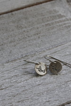 Tiny Sterling Silver Hummingbird Earrings