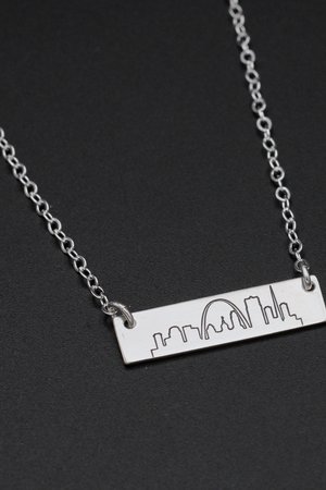St. Louis Skyline Necklace, Bar Necklace in Sterling Silver