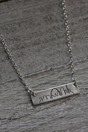 St. Louis Skyline Necklace, Bar Necklace in Sterling Silver