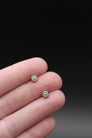 Tiny Sterling Silver Flower Stud Earrings