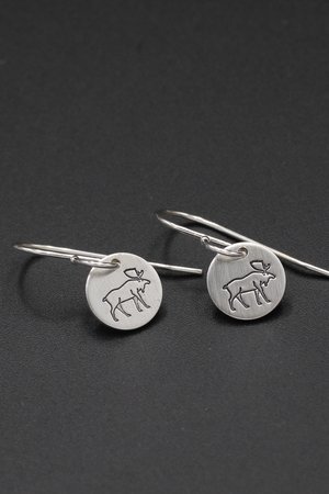 Tiny Sterling Silver Moose Earrings