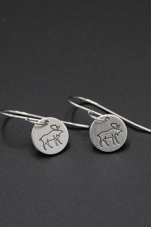 Tiny Sterling Silver Moose Earrings