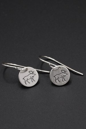 Tiny Sterling Silver Moose Earrings