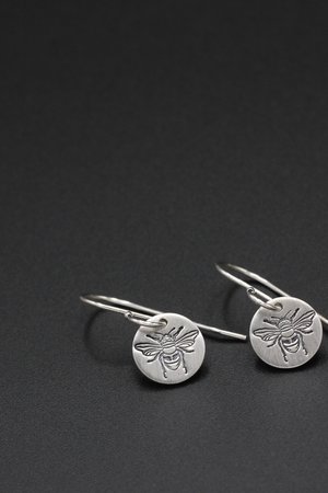 Tiny Sterling Silver Bee Earrings