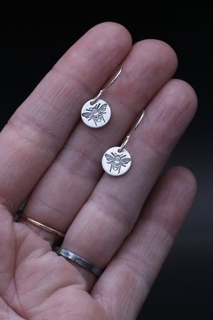 Tiny Sterling Silver Bee Earrings