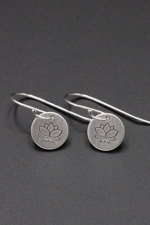 Tiny Sterling Silver Lotus Flower Earrings