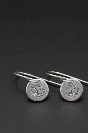 Tiny Sterling Silver Lotus Flower Earrings