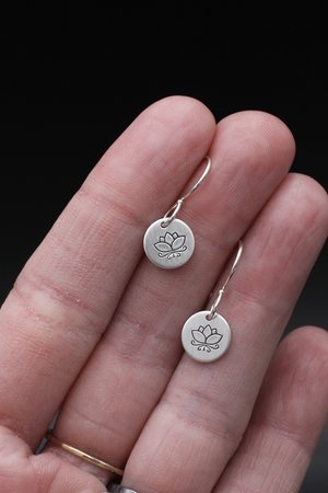 Tiny Sterling Silver Lotus Flower Earrings