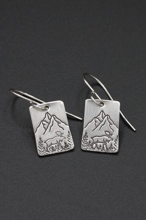 Moose and Mountains Sterling Silver Earrings