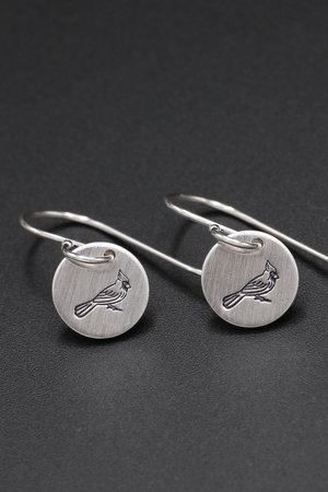 Tiny Sterling Silver Cardinal Earrings