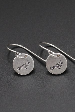 Tiny Sterling Silver Cardinal Earrings