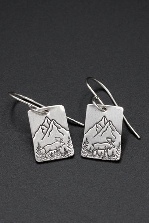 Moose and Mountains Sterling Silver Earrings