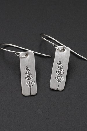 Lavender Flower Earrings in Sterling Silver