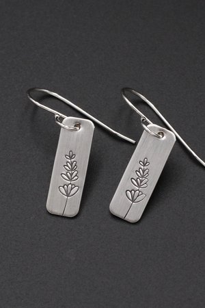 Lavender Flower Earrings in Sterling Silver