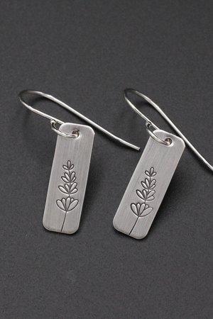 Lavender Flower Earrings in Sterling Silver