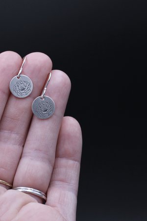 Small Sterling Silver Flower With Stems Earrings