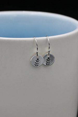 Itty Bitty Leaf Earrings, Tiny Sterling Silver Earrings, Gifts for Girls, Women, Hand Stamped