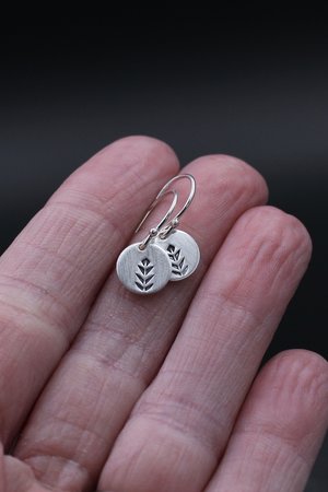 Itty Bitty Leaf Earrings, Tiny Sterling Silver Earrings, Gifts for Girls, Women, Hand Stamped