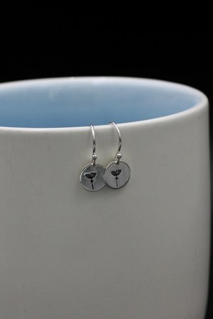 Itty Bitty Flower Earrings, Sterling Silver Light Weight Earrings, Hand Stamped, Earrings For Girls, For Women