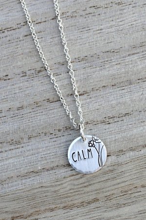 Inspirational Words Tiny Hand Stamped Necklace in Sterling Silver