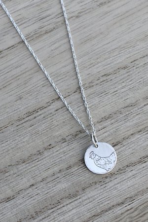 Tiny Chicken Necklace in Sterling Silver