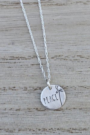 Inspirational Words Tiny Hand Stamped Necklace in Sterling Silver