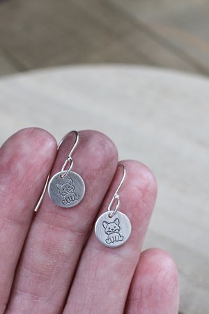 Tiny Sterling Silver Dog Earrings