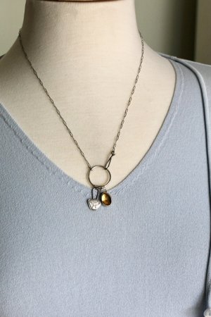 Citrine And Bee Necklace in Sterling Silver