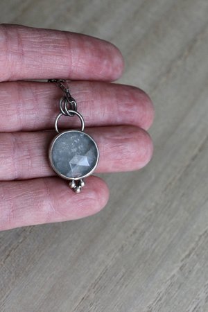 Light Grey Sapphire and Sterling Silver Necklace