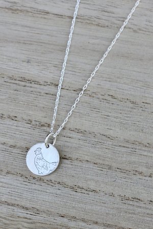 Tiny Chicken Necklace in Sterling Silver