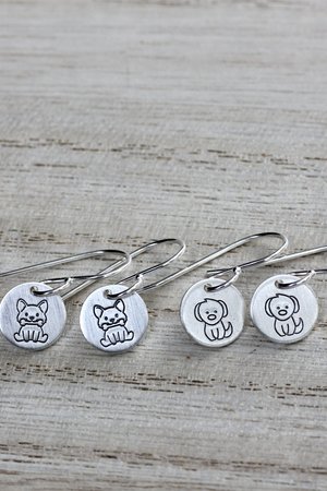 Tiny Sterling Silver Dog Earrings