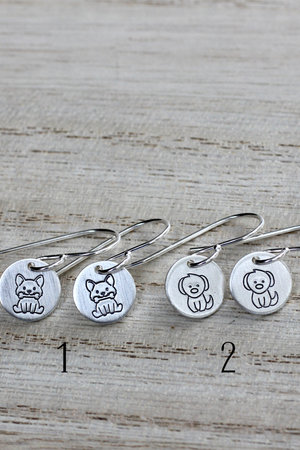 Tiny Sterling Silver Dog Earrings