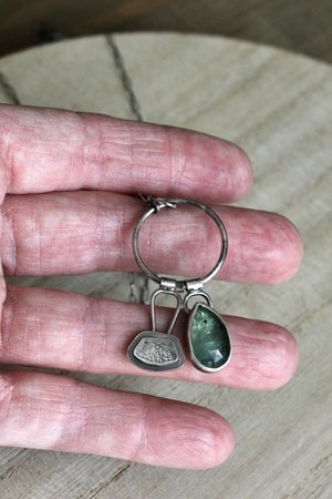 Green Kyanite and Moth Necklace in Sterling Silver