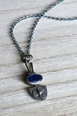 Kyanite Flower Necklace in Sterling Silver